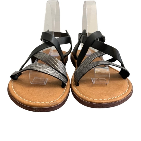 Bos & Co Ionna Gladiator Sandals Sz 9 Black Silver Strappy Leather Made in Italy - Picture 3 of 10